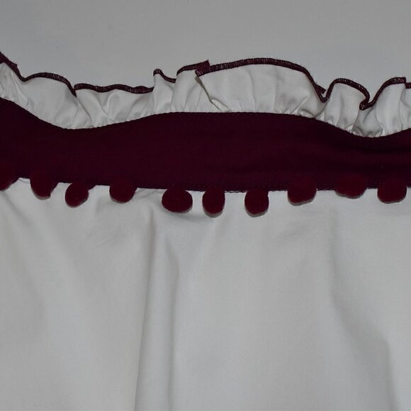 Sugar + Lips Amy Beaufort Linen Co. Off The Shoulder Top White Maroon Si… - Picture 9 of 12